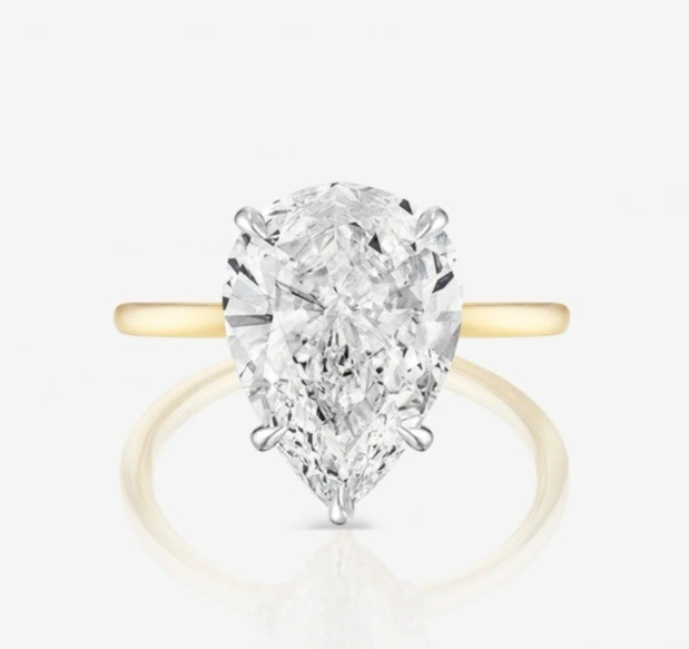 Base White Cubic Zircon Pear Cut Solitaire 925 Sterling Silver Wedding Rings