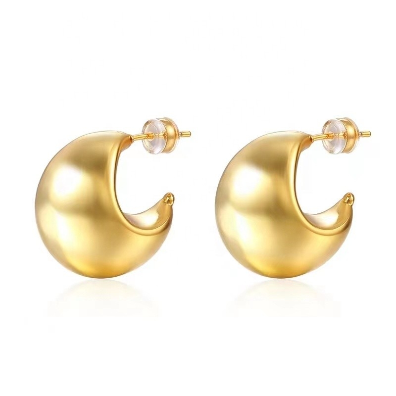 Fashion Thick Hollow Hoop 18K Gold Plated Fashion Earrings