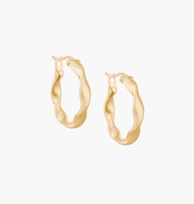 Custom Fashion Earrings Thick 18 Gold Plated Wave Stainless Steel Hoops