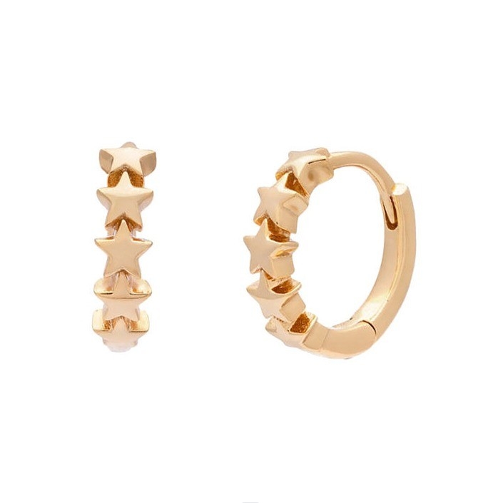 925 Sterling Silver Star Huggie Earrings for Women Fashion Jewelry
