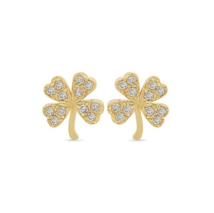 18K Gold Plated 925 Sterling Silver Clover Stud Earring