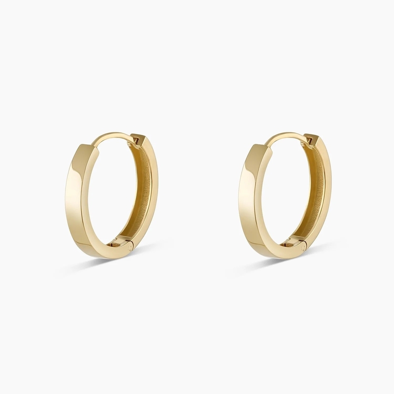 18K Gold Plated Plain Huggies Solid Fashion Earrings Jewelry for Girls Classic Design