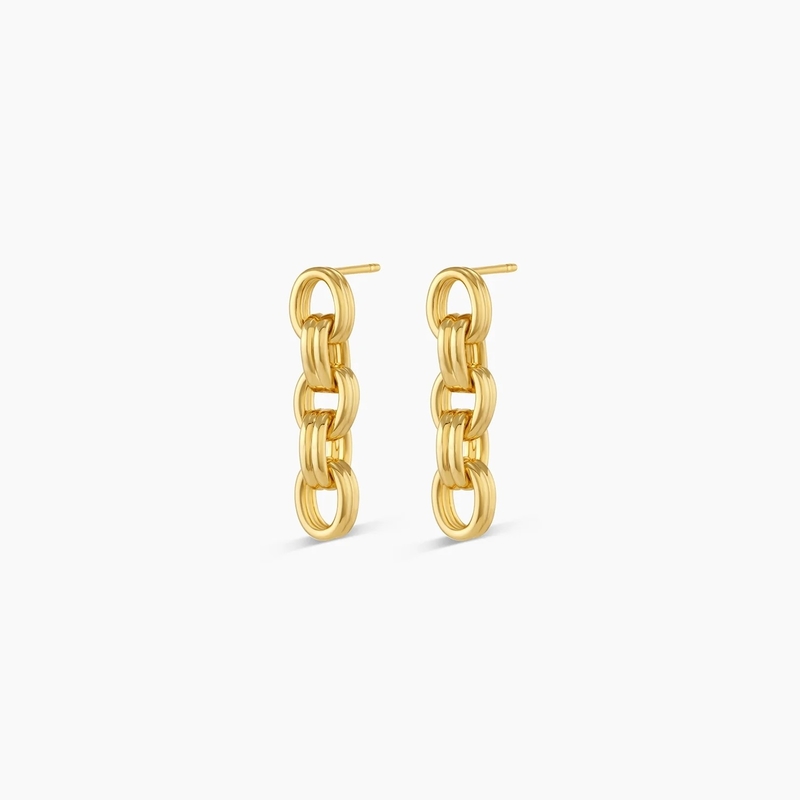 18K Gold Drop Dangle Chain Earrings Rhodium Plated Thick Chain Earrings