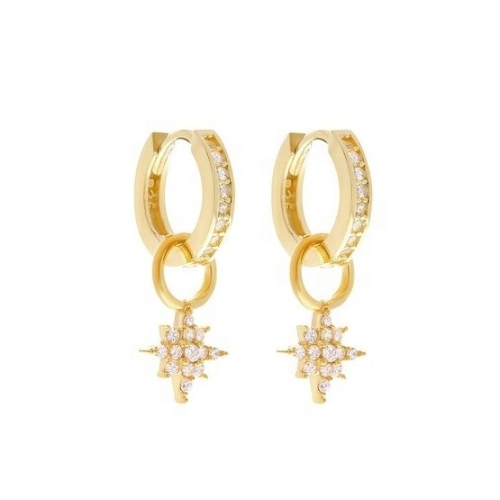 925 فضة من الفضة المميزة (ميني ستاربرست) (باف) (CZ Huggie Earrings)