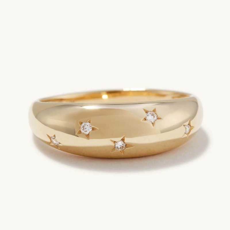 Eternity Band Rings Brazilian 18K Gold Jewelry Star 925 Sterling Silver Dome Women's Ring