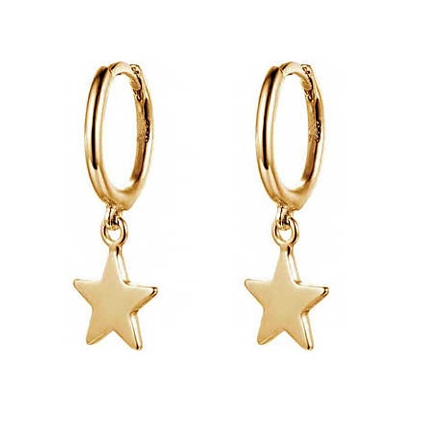 Brass 14K Gold Star Shaped Hoop Earrings ForWomen Simple Daily Jewelry