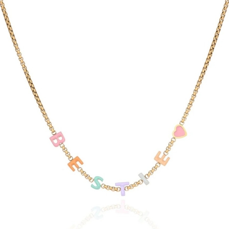 Custom Name Necklace Individual Letters Enamel Personalized Gold Necklace Initials