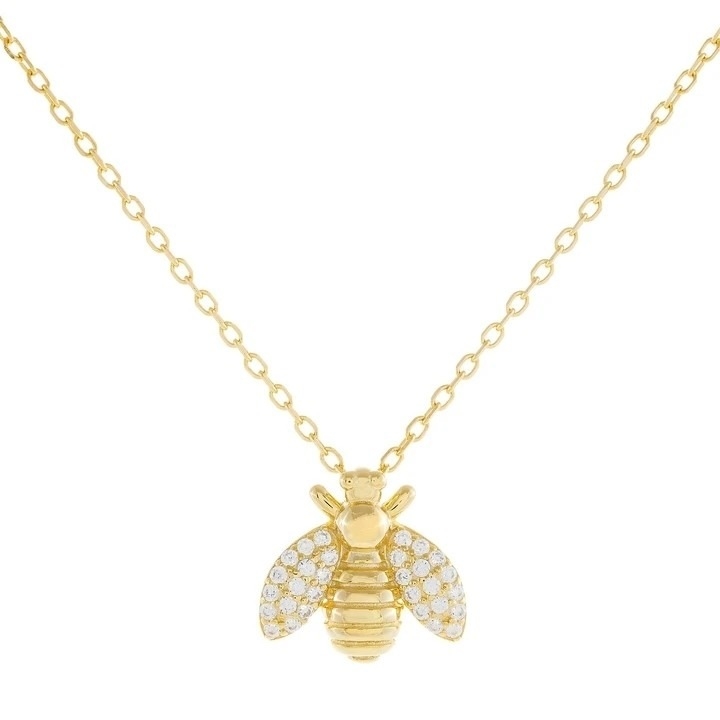 Fashion 18K Gold Plated Bee Pendant Necklace Handmade By 925 Sterling Silver Jewelry