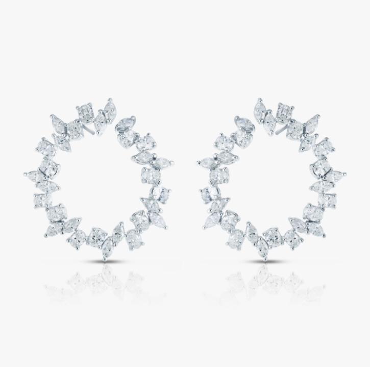 925 Sterling Silver Gold Plated Marquise Geometric Circle Stud Earrings for Women