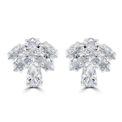 18K Gold Plated Brass Wedding Earrings featuring Cubic Zircon for Beauty White Lovers