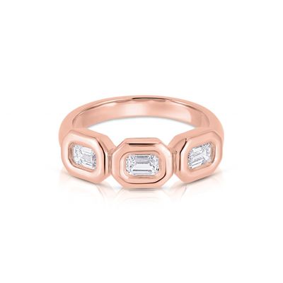 حلقة زرقاء ثلاثية فضية مصنوعة يدوياً مع حجر الزركون AAA و 14K زيت