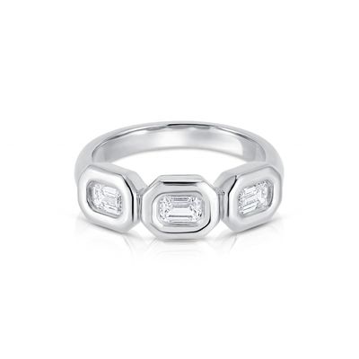 حلقة زرقاء ثلاثية فضية مصنوعة يدوياً مع حجر الزركون AAA و 14K زيت