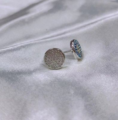 دائرة زيركون 18K المصفوفة بالذهب اليدوية ميكرون باف CZ العين تركيا تصميم ستود الأقراط 925 فضة استرلينج