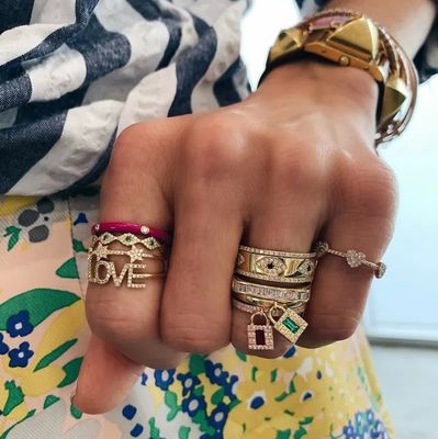 18 كارت ذهب مطلي 925 فضة 3 ميكرو حلقة قلبية للنساء والأناقة