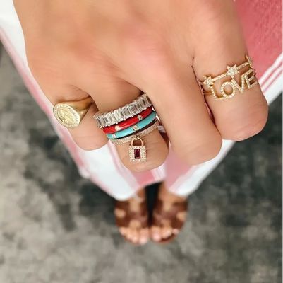 18 كارت ذهب مطلي فضة CZ حلقات بيان النجمة للنساء