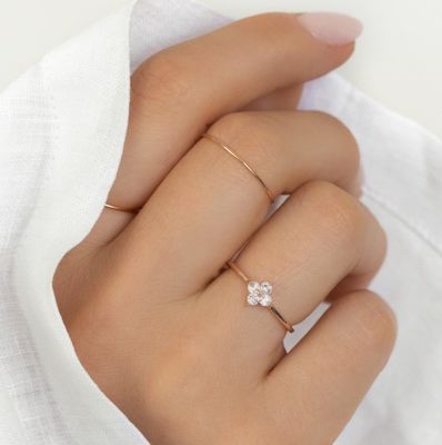 الذهب الأنيق الـ 18 كارت أربعة أحجار كريمة من الطوباز زهرة 925 خاتم فضي