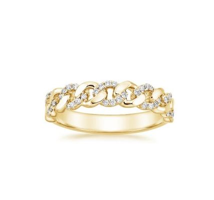مايكرون باف CZ 18K زيت مغلفة سلسلة التراص الرابطة 925 الفضة السترلينج خواتم النساء