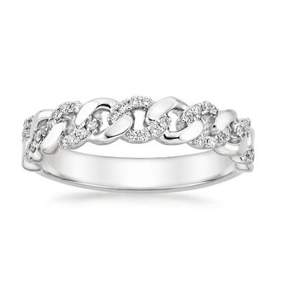 مايكرون باف CZ 18K زيت مغلفة سلسلة التراص الرابطة 925 الفضة السترلينج خواتم النساء