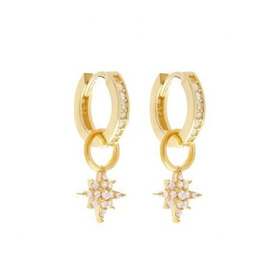 925 فضة من الفضة المميزة (ميني ستاربرست) (باف) (CZ Huggie Earrings)
