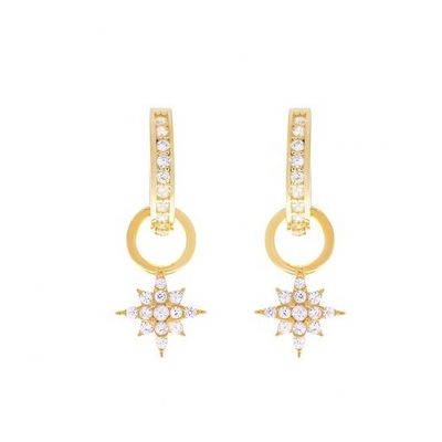 925 فضة من الفضة المميزة (ميني ستاربرست) (باف) (CZ Huggie Earrings)