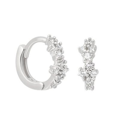 الزهور الشكل الأبيض CZ 925 Sterling Silevr Huggies الأقراط للنساء