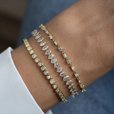 سوار تنس من الزركونيا مقاس 3 مم، فضة عيار 925، مطلي بالذهب عيار 14 قيراط، مجوهرات للجنسين