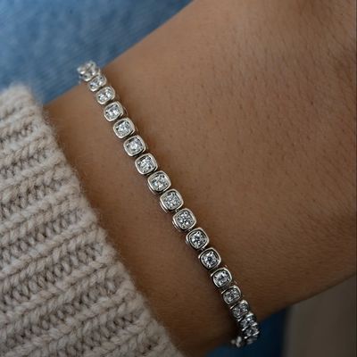 سوار تنس من الزركونيا مقاس 3 مم، فضة عيار 925، مطلي بالذهب عيار 14 قيراط، مجوهرات للجنسين