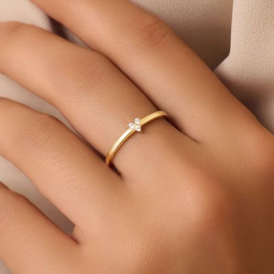 خاتم لوتس من الفضة الإسترليني عيار 925 مطلي بالذهب ومرصع بالزركونيا المكعبة للنساء