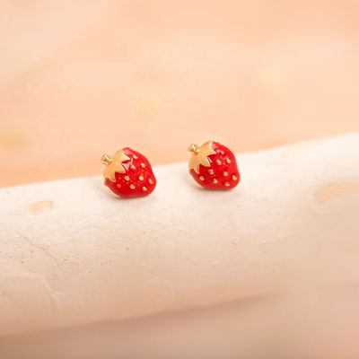 قرطاسات الفراولة 925 الفضة الفاخرة للأطفال 92.5% نقاء
